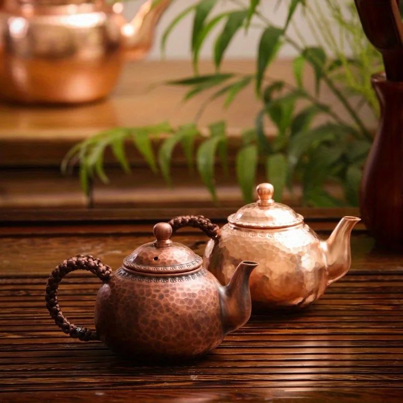 Red Copper Teapot Chinese Tea Ceremony Handmade Teapot Pure Tea Kung Fu Tea Set Retro Keep in Good Health Tea Kettle Teaware