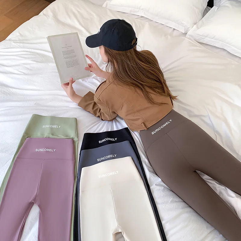 Fashionable High-Waist Yoga Pants Women's Outerwear Autumn New plus Size Tummy Control Butt Lifting Pants Sharkskin Tights