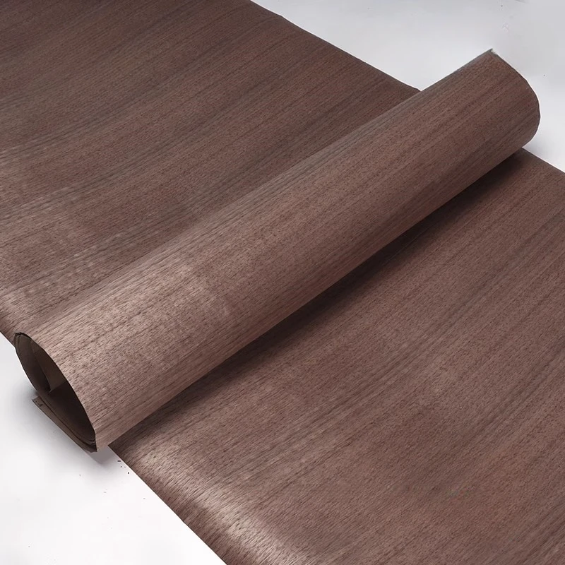 L:2.4Meters Width:55cm T:0.25mm Black walnut wood grain splicing wood veneer is a high-end decorative wood material