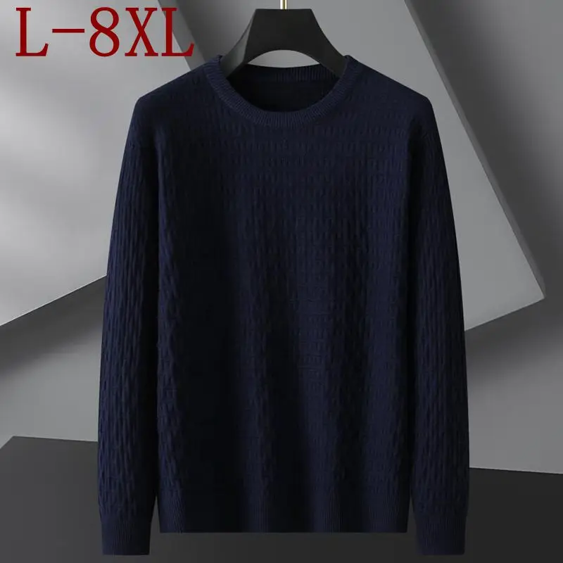 8XL 7XL 6XL New Fall Winter High End Casual Twist Knit Sweater Men Long Sleeve Thick Mens Sweaters Keep Warm Pull Homme 2023