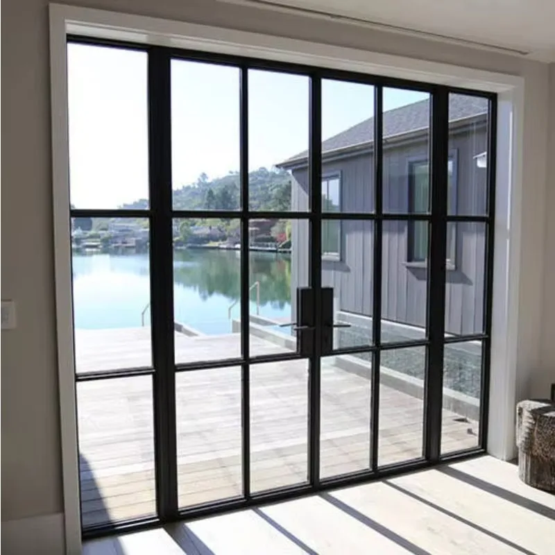 Household UV Protective Manual Glass Entry Door High Quality Theft Doors Retro Design Rainproof French Double Doors