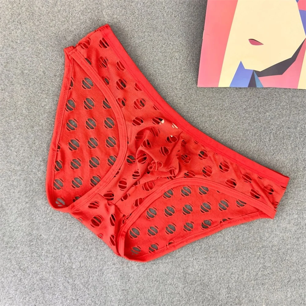 

Men Big Hole Hollow Sissy Brief Breathable Mesh Sheer Mens Sexy Underwear Elastic Solid For Lingerie See Through Underpants Men