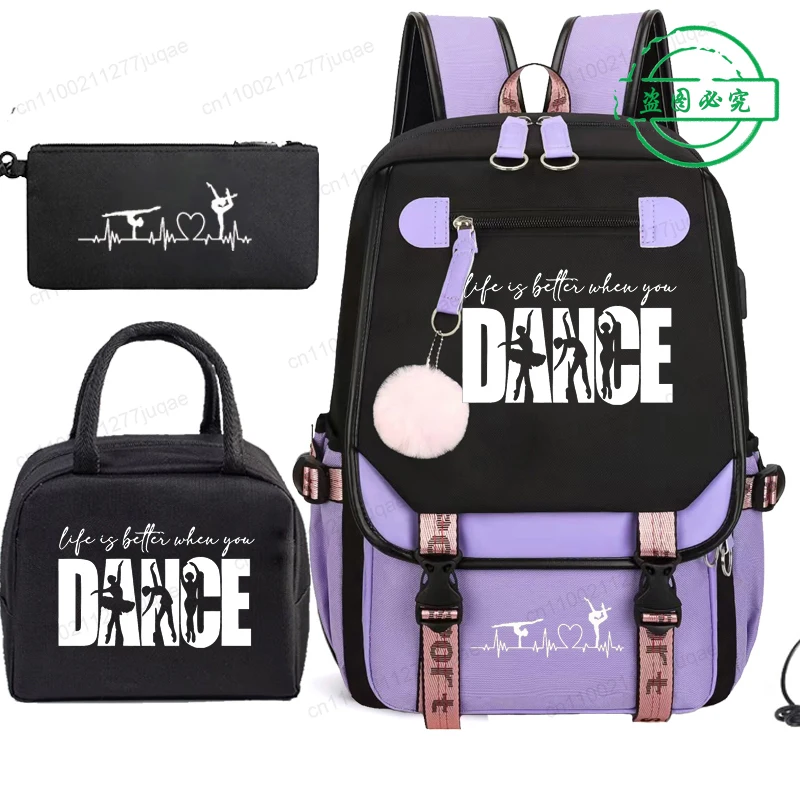 

Набор из 3 предметов: рюкзак, сумка для обеда и пенал с принтом Dance Life. Модный школьный рюкзак для танцоров, пенал, сумка для бенто. Подарочный комплект.