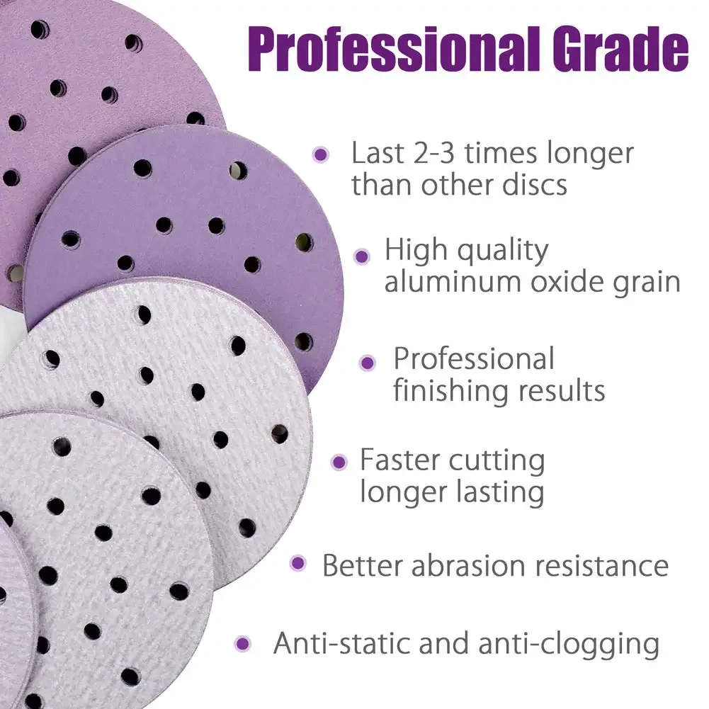 6inch 17 hole Saber purple clay car paint putty spray paint polishing purple ceramic wear-resistant sandpaper with dry sandpaper