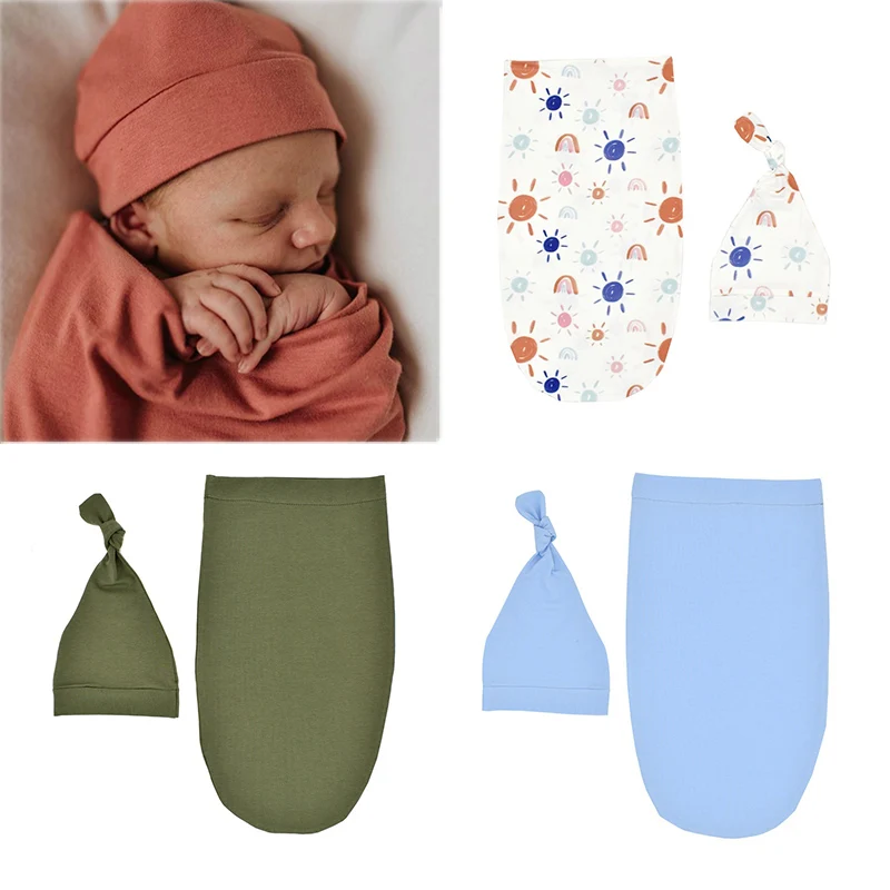 Cartoon Baby Swaddle Wrap Soft Print Newborn Cocoon Envelope Comfortable Cotton Baby Sleeping Bags Discharge Kit Newborn Blanket