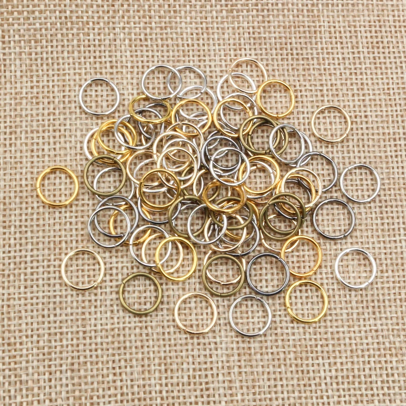 200pcs 1.0mm Thick 6-12 mm Bronze Gold Silver Plated Jump Rings Split Rings Connectors Diy Jewelry Finding Making Accessories