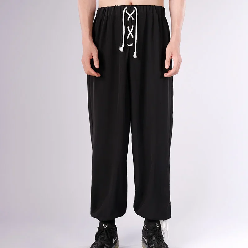 

Новинка 2024 года, мужские средневековые брюки, быстросохнущие повседневные брюки в стиле ретро на Хэллоуин с эластичной резинкой на талии, льняная дышащая новая одежда