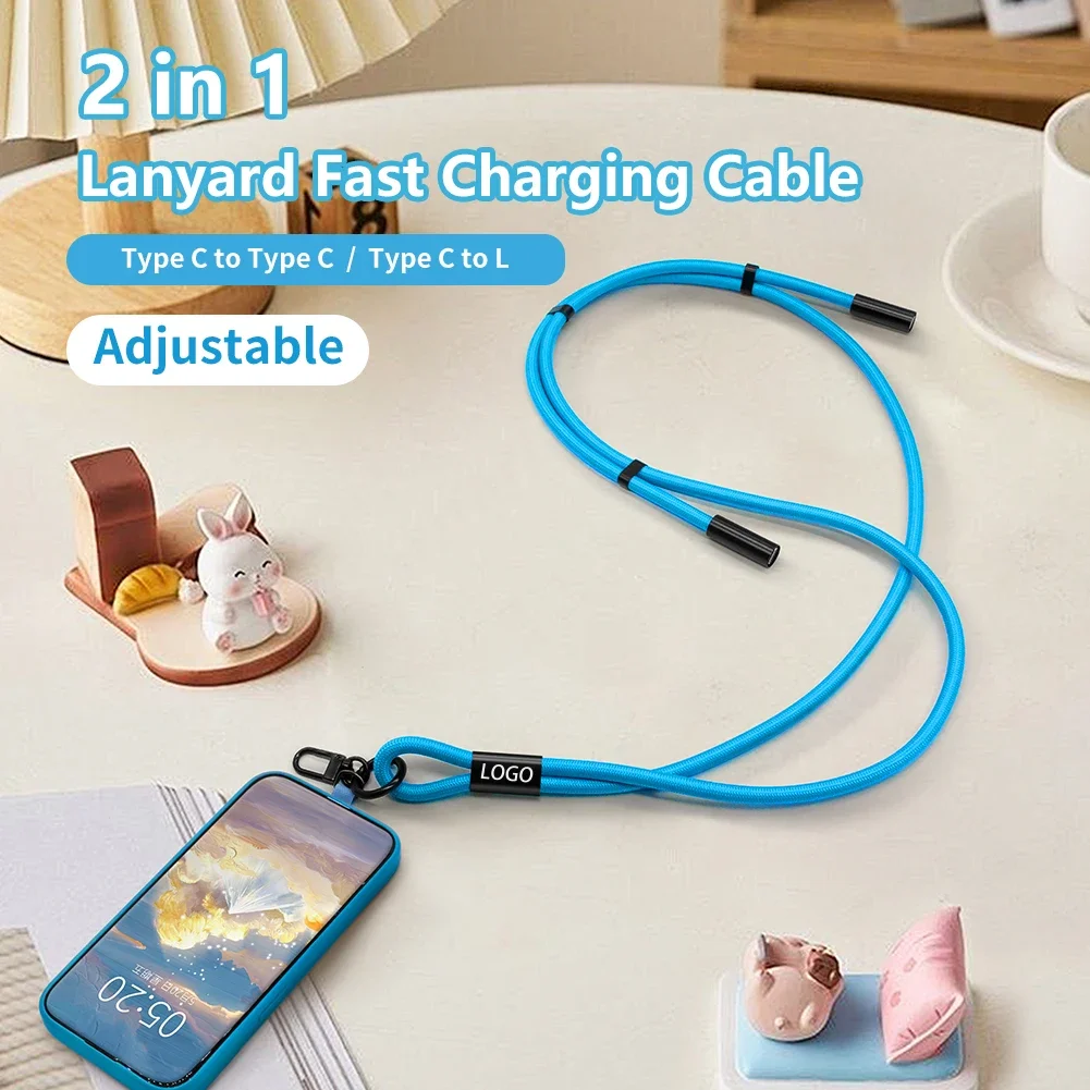 

2-in-1 Phone Lanyard with Charging Cable | Detachable USB Data Cable Neck Strap for iPhone & Android | Universal Anti-Lost Mobil