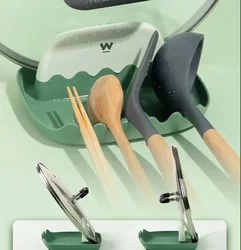 Pan Lid Holder Supports Spoons Pot Cover Rests Spatula Stand For Kitchen Convenience Utensils Tools Accessories Organizer