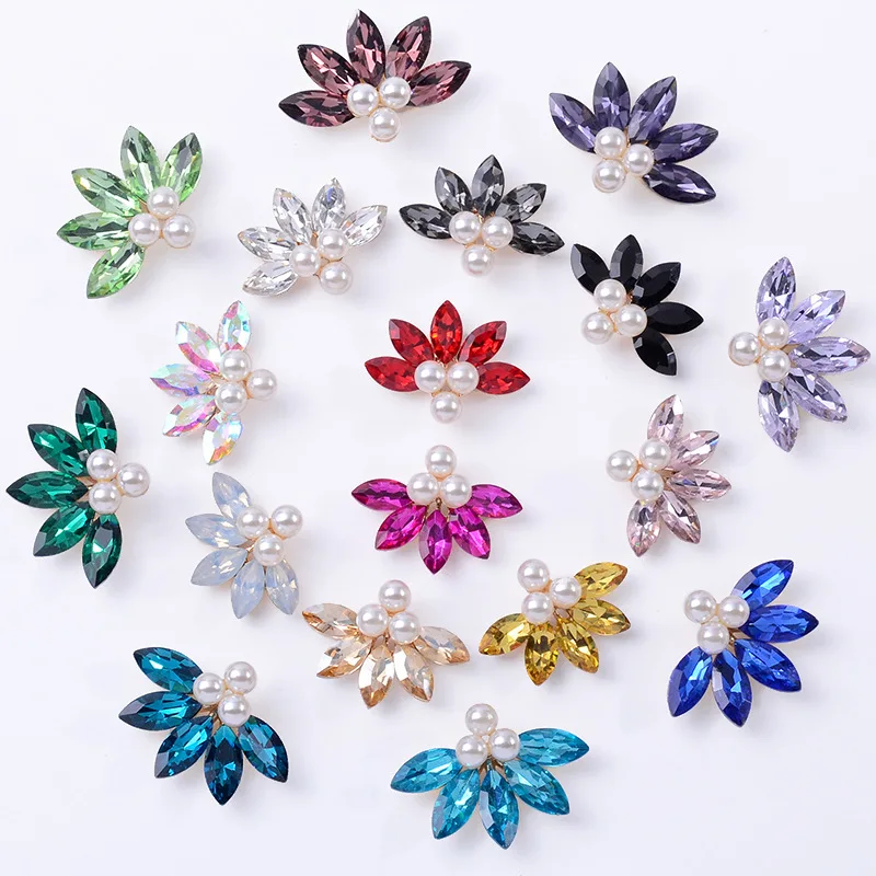 New multi-color horseshoe flower alloy DIY antique hair accessories hairpin group fan flower plate diamond buckle