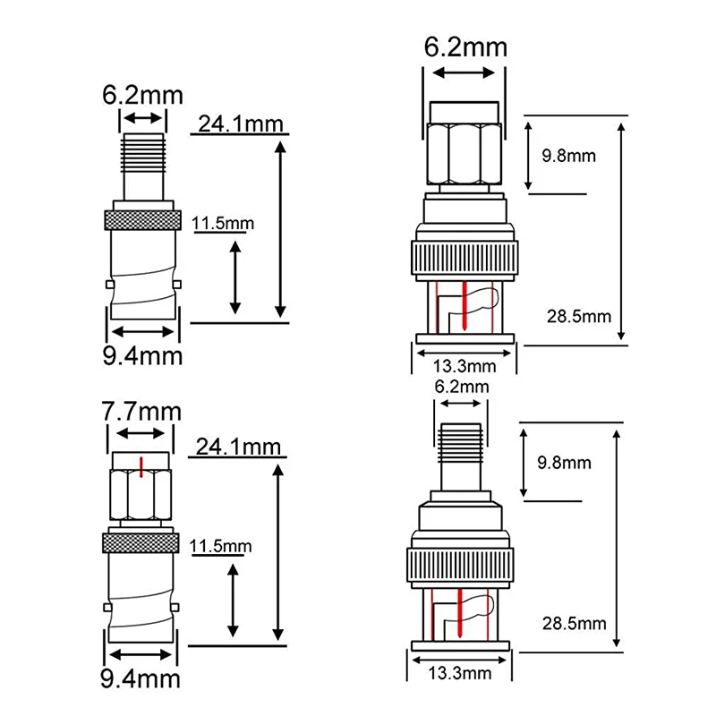 Sma zu bnc anschlüsse kit 4pcs männlich weiblich rf koax koaxial adapter konverter für ham radio ht antennen scanner sdr dongle