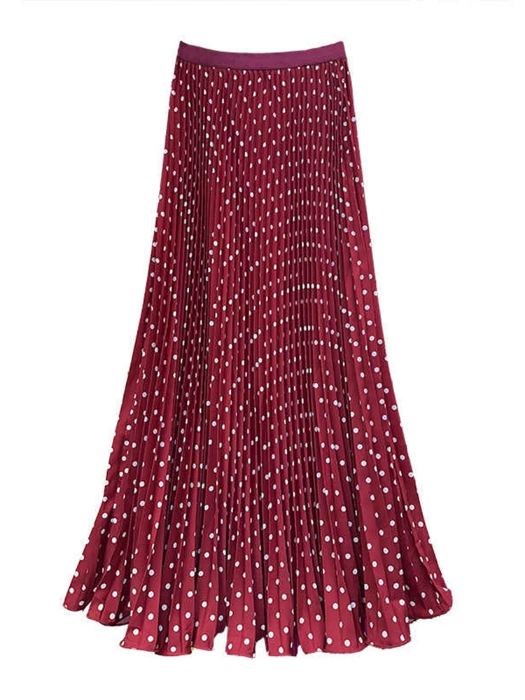 

Новая модная женская плиссированная юбка в горошек во французском стиле, весна-лето 2026, с завышенной талией, А-силуэт, свободная, расклешенная, S486