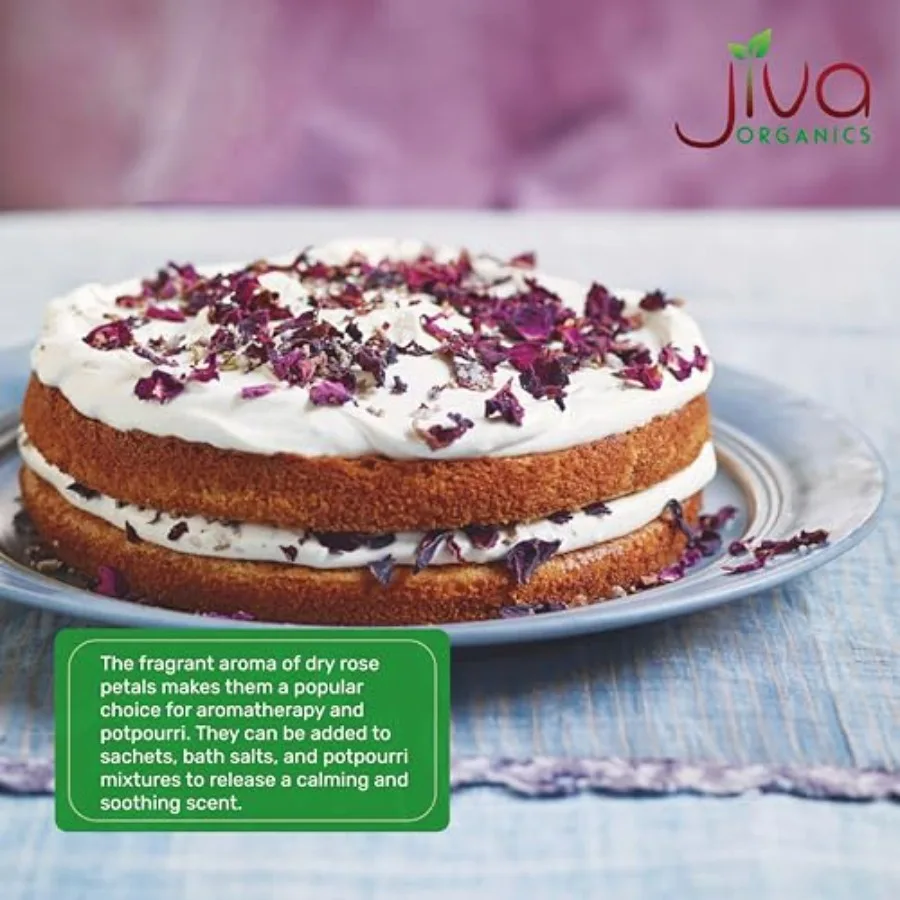 Jiva USDA بتلات الورد الأحمر المجففة العضوية 6 أونصة 170 جرام حقيبة كبيرة من الدرجة الغذائية زهور صالحة للأكل مثالية لتقليل الشاي معزز الخبز R