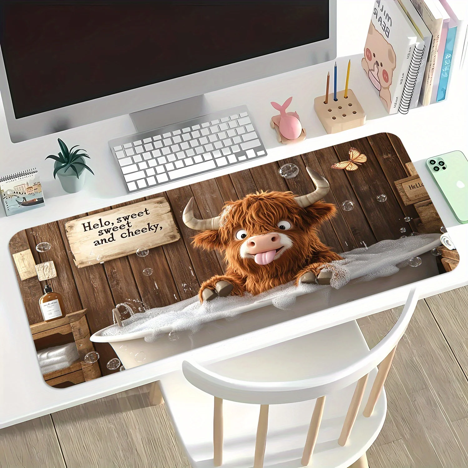 

Коврик для мыши Cartoon Highland Ox, большой резиновый настольный коврик, противоскользящая резина, моющийся, подходит для геймеров и офисов.