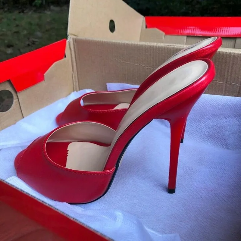 

13cm High Heel Slippers Women Red Matte Peep Toe Stilettos Heels Pumps Cosplay Cross Dresser Unisex Footwears Big Size 45