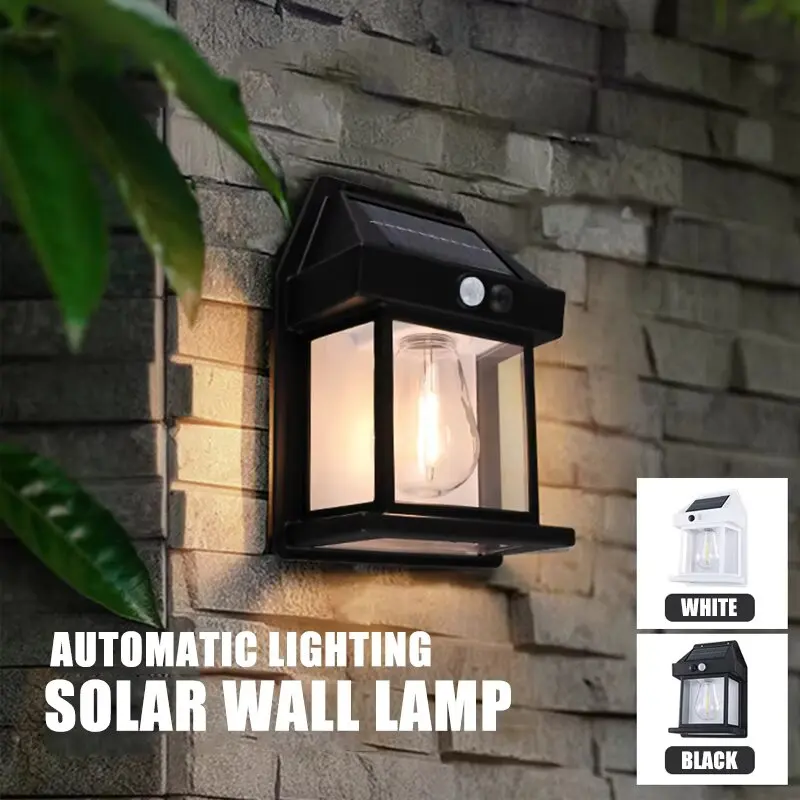 

Outdoor Solar Wall Lamp Waterproof Tungsten Filament Lamp Induction Lamp Household Garden Wall Light Villa Lighting Night Light
