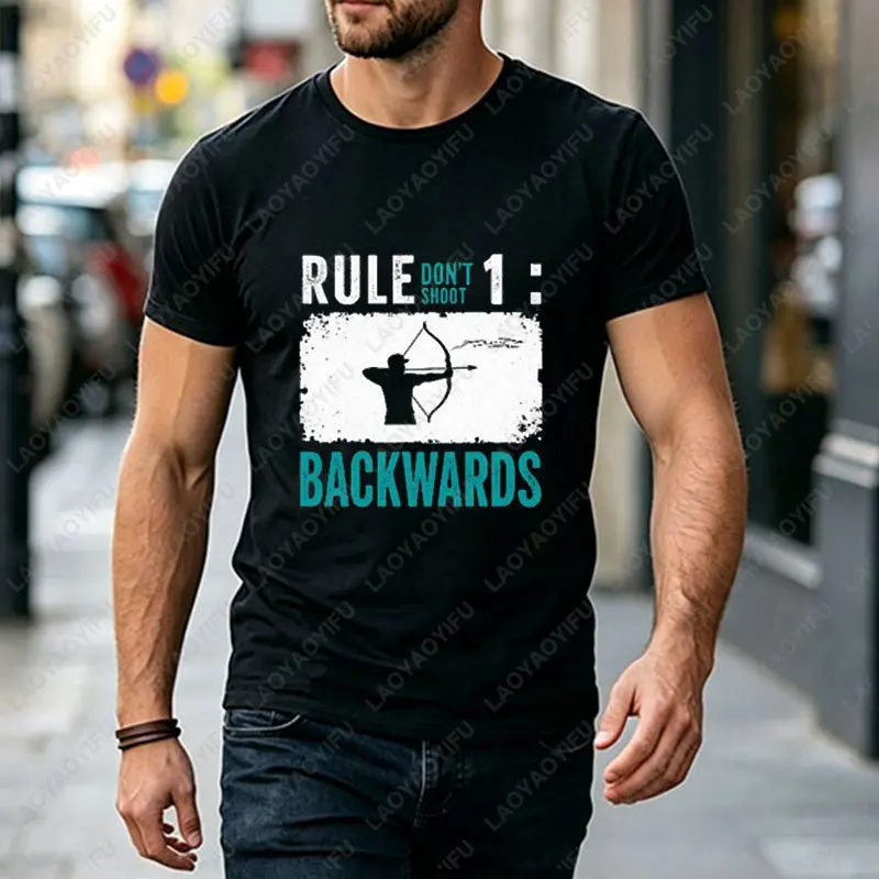 Men & Women 's Color-Coded Archery Silhouettes Graphic T-shirt 100% Cotton Short Sleeve Round Neck Casual Outdoor Sports Tshirt