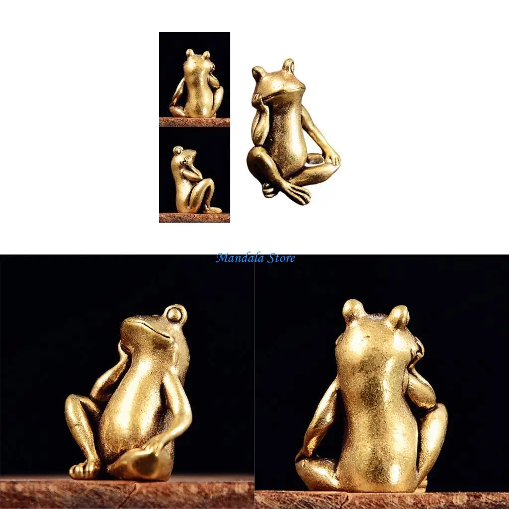 

U2JC Old Bronze Treefrog Figurine Celebratory Party Decoration Desktop Decoration Gift