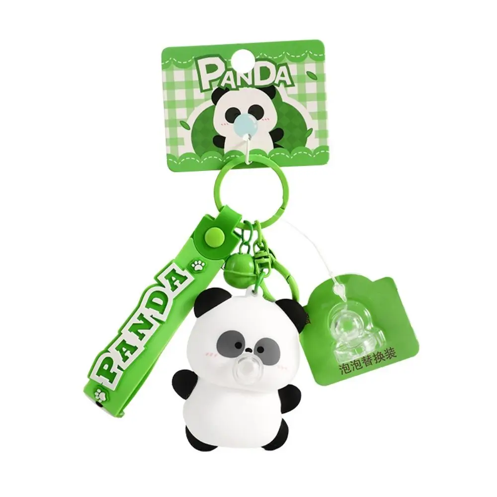 Decompression Blowing Bubble Panda Keychain Kawaii Exquisite Car Key Ring Cartoon Bags Car Keys Decors Panda Jewelry Keychain