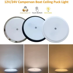 Tokili 3CCTs Campervan Light 12V Dimmable RV Puck Lights Ultra Slim Car Roof Downlight for 24V Truck Trailer Boat Ceiling Lamp