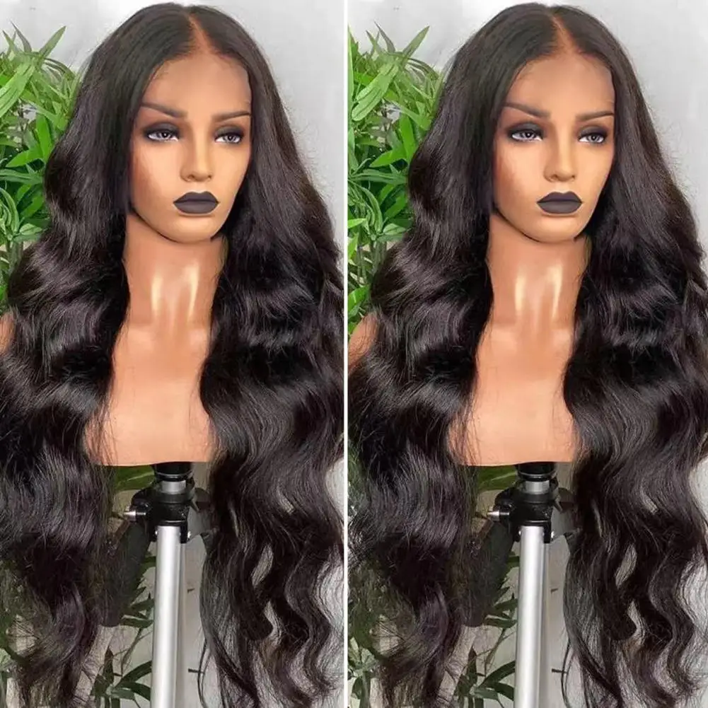 Human Hair Deep Wave Closure Wig Lace Frontal Wig Glueless PrePlucked Bleached Knots Wigs Deep Wave Frontal Wig for Daily Life