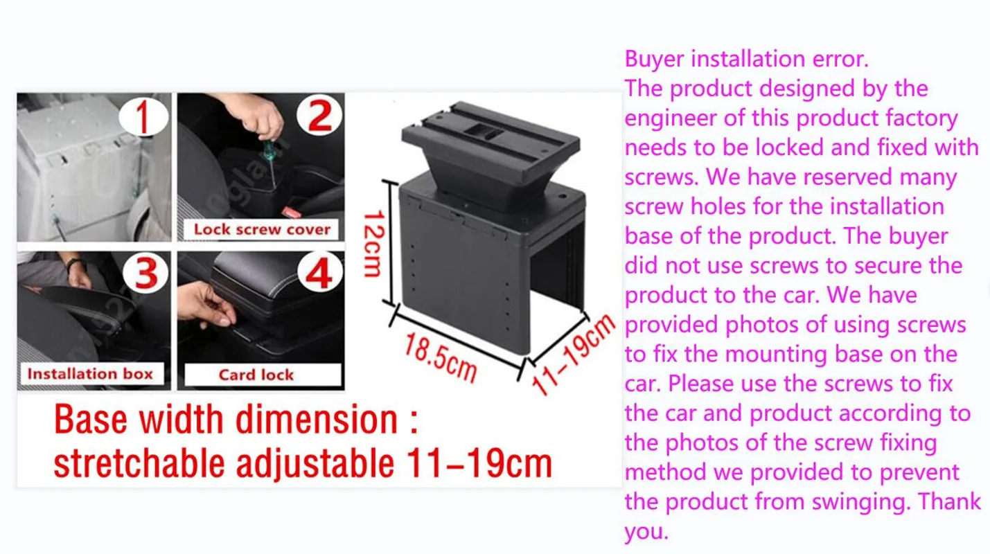 Universal Car Armrest box Universal Model Armrest Car Accessories Central Storage Box Retrofit parts Increase Relieve Fatigue
