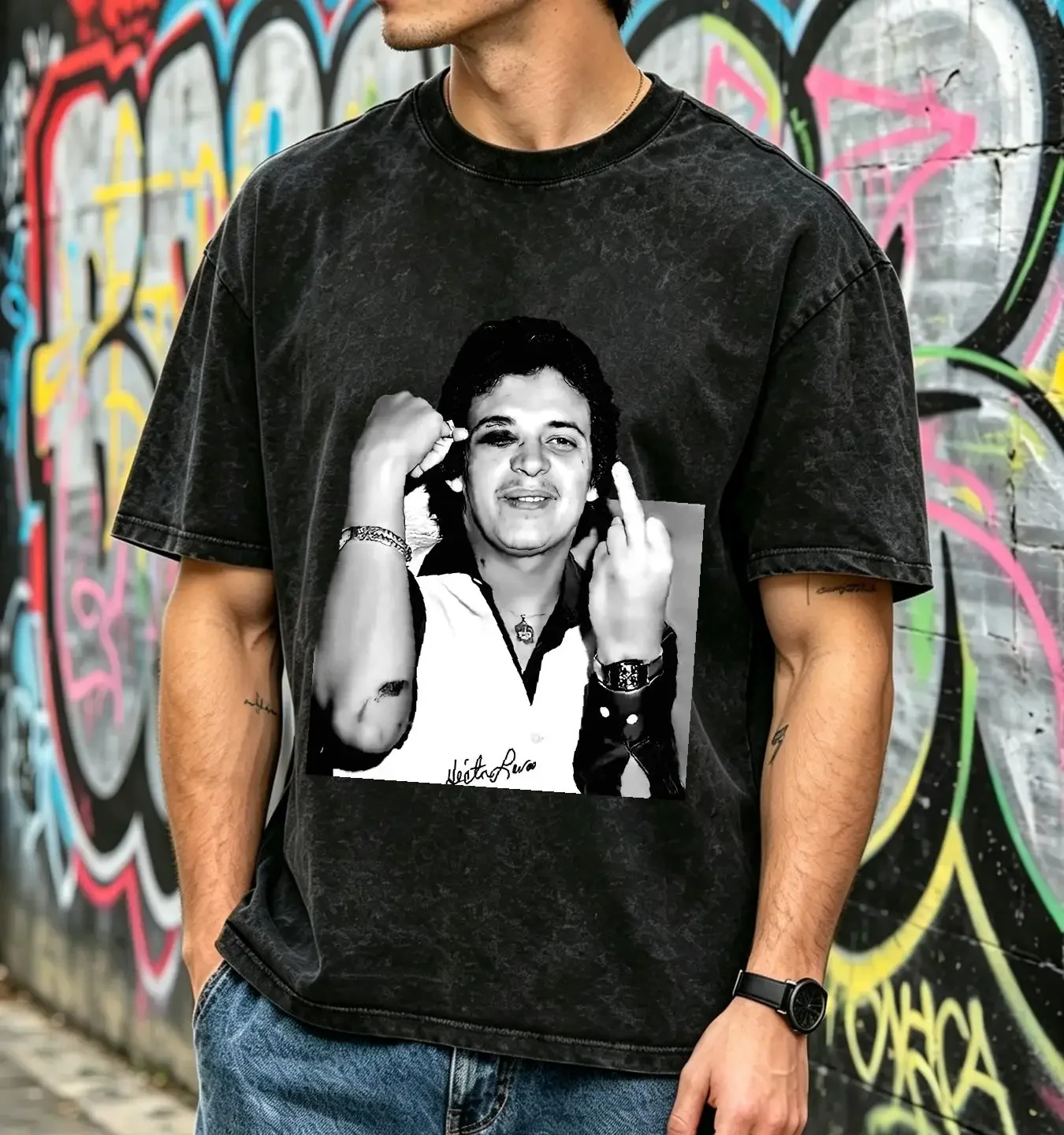 washed T Shirt Hector Lavoe HOT art halloween besT new vintage Washed Casual Top For Everyday Wear streetwear Stretched