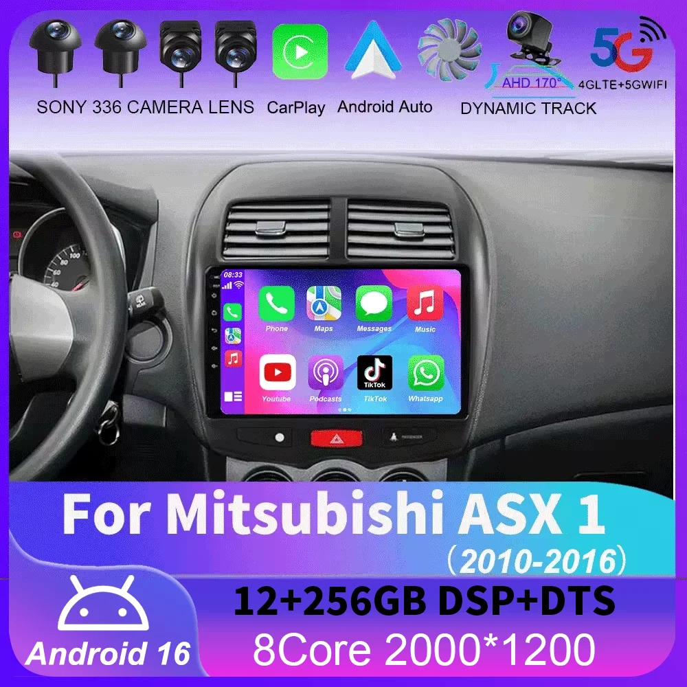 

For Mitsubishi ASX 1 2010 - 2016 Carplay Auto 4G+WIFI GPS Car Radio Navigation Multimedia Video Player Stereo BT Android 16