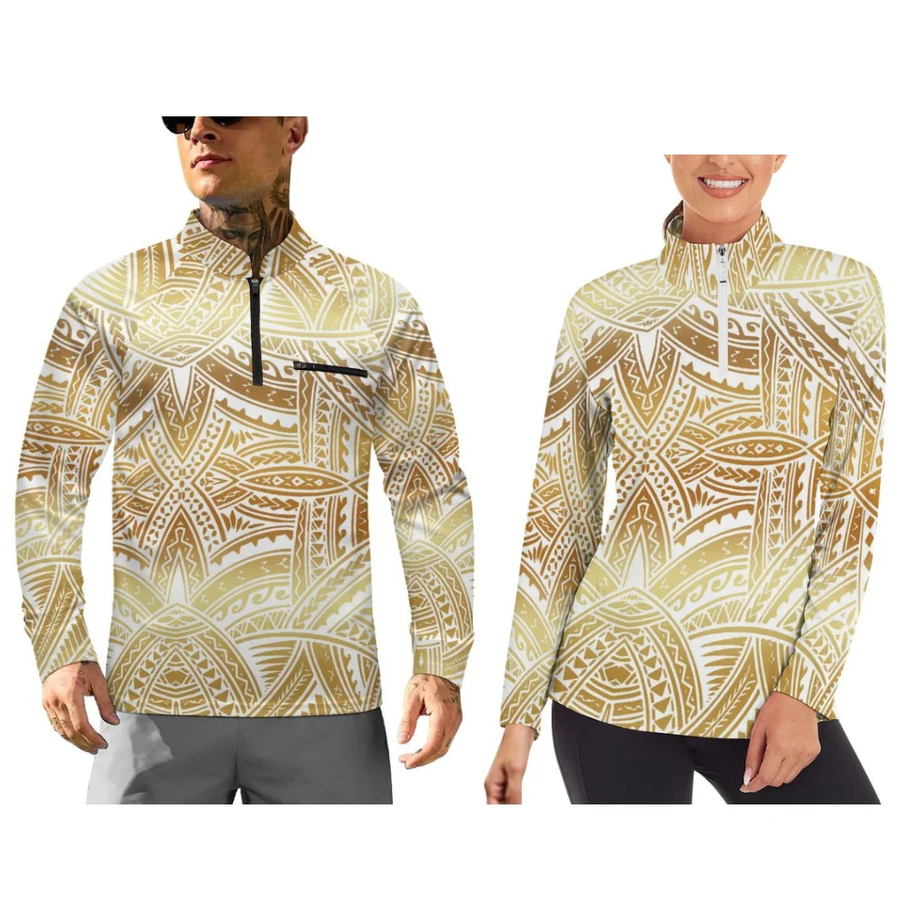 Long-Sleeved Sportswear For Autumn And Winter Long-Sleeved Sportswear For Couples Polynesian Style Prints Customizable Patterns