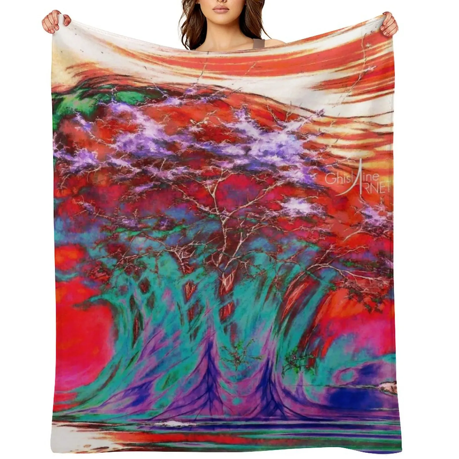 

Fantastic landscape, bordering on abstraction. Throw Blanket Cute Plaid anime Blankets For Sofas Warm Blankets