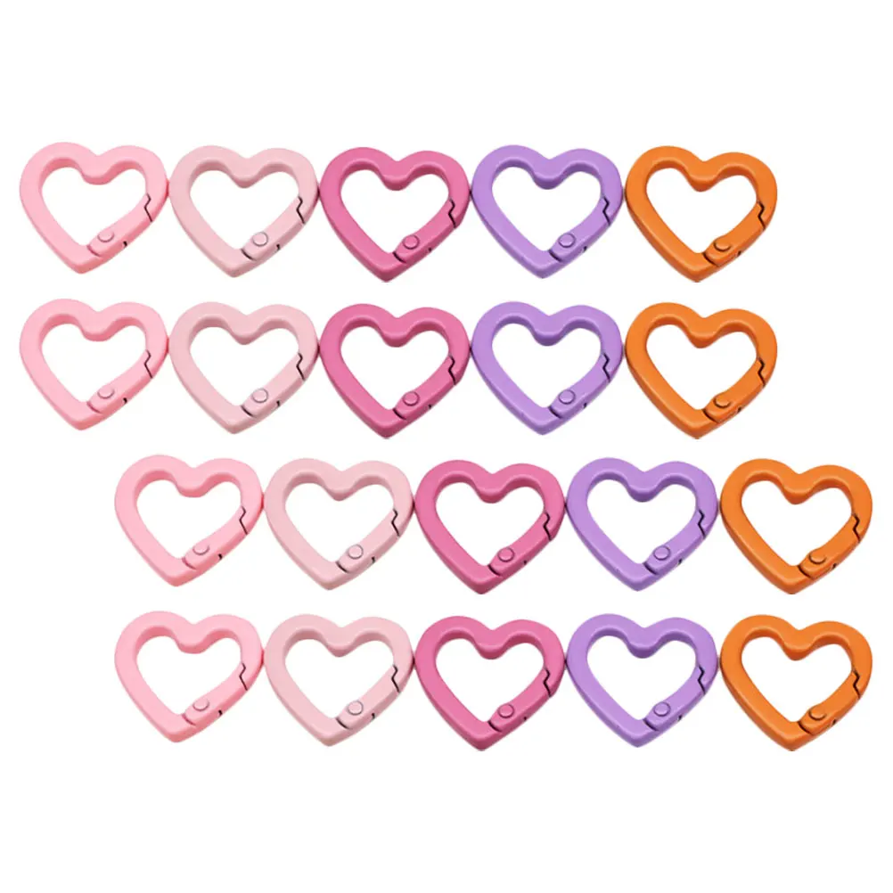

20pcs Spring Keychain Carabiner Snap Clip Zinc Alloy Heart Shape Metal Clasps Clips Durable Jewelry Accessories