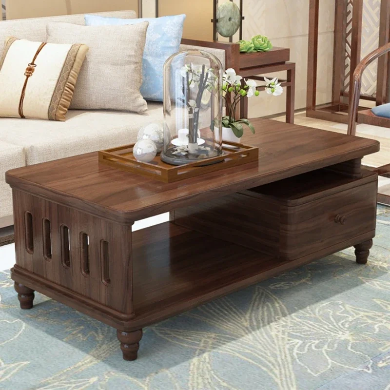 Small apartment with drawers Chinese log creative tea table