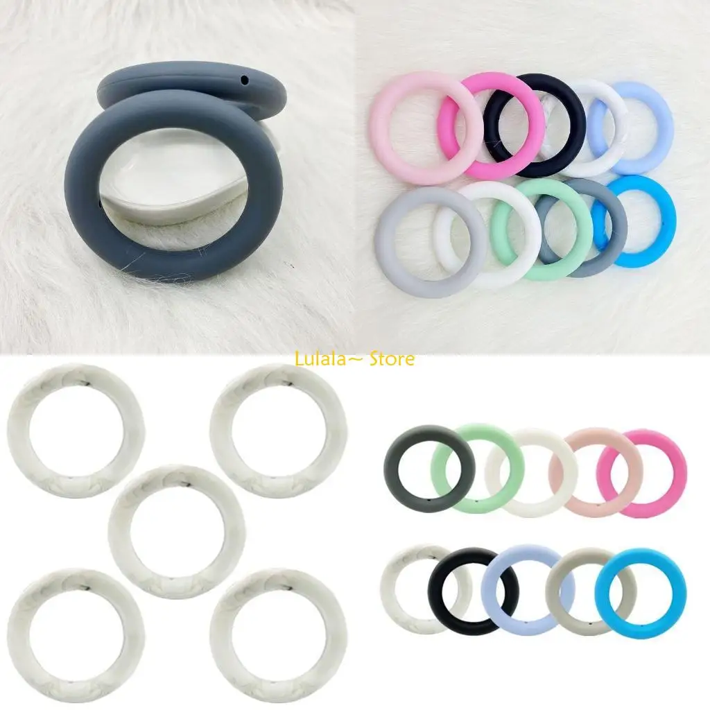 

Y4QA 5 шт./упак. 65 мм силиконовые кольца для прорезывания зубов бусины «сделай сам» детские жевательные конфеты для кормления