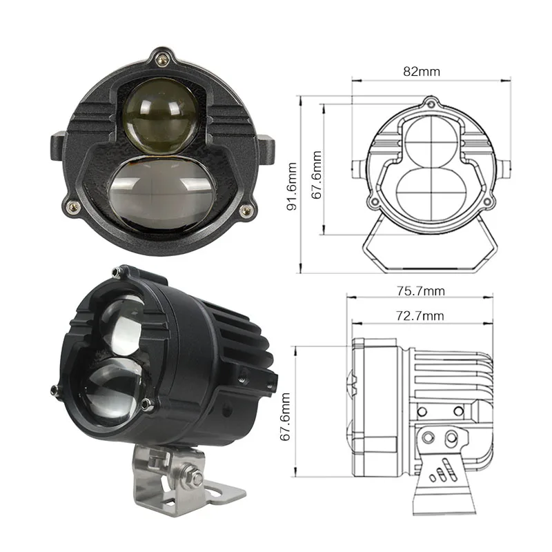 

2PCS Motorcycle LED Auxiliary Fog Lights 80W 12000LM Offroad Work Lights Waterproof Spotlight For Car SUV ATV Boat