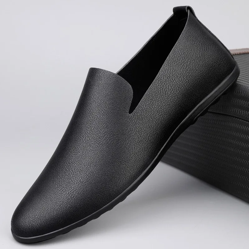 Men's Soft Leather Shoes Classic Loafers High Quality Cowhide Casual Shoe Slip on Driving Shoes Moccasins Big Size46 Man Shoes