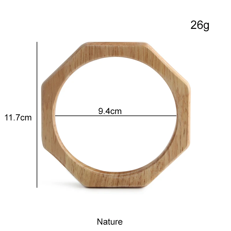 2-10-20PCS Inner 9.4cm Natural Hexagon Handcrafted Wooden Handle For Crocheted Bags Handbag Strap Tote Clasp Frame Accessories