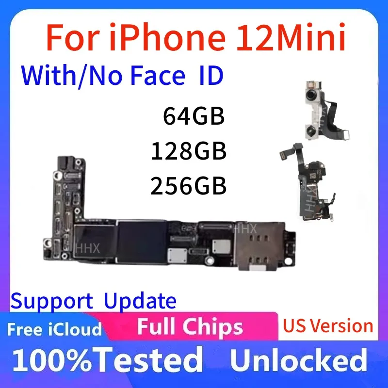 لوحة أم صغيرة أصلية تم اختبارها بالكامل لهاتف iPhone 12 غير مقفلة مع معرف الوجه 64 جيجابايت 128 جيجابايت 256 جيجابايت لوحة منطق iCloud نظيفة الولايات المتحدة