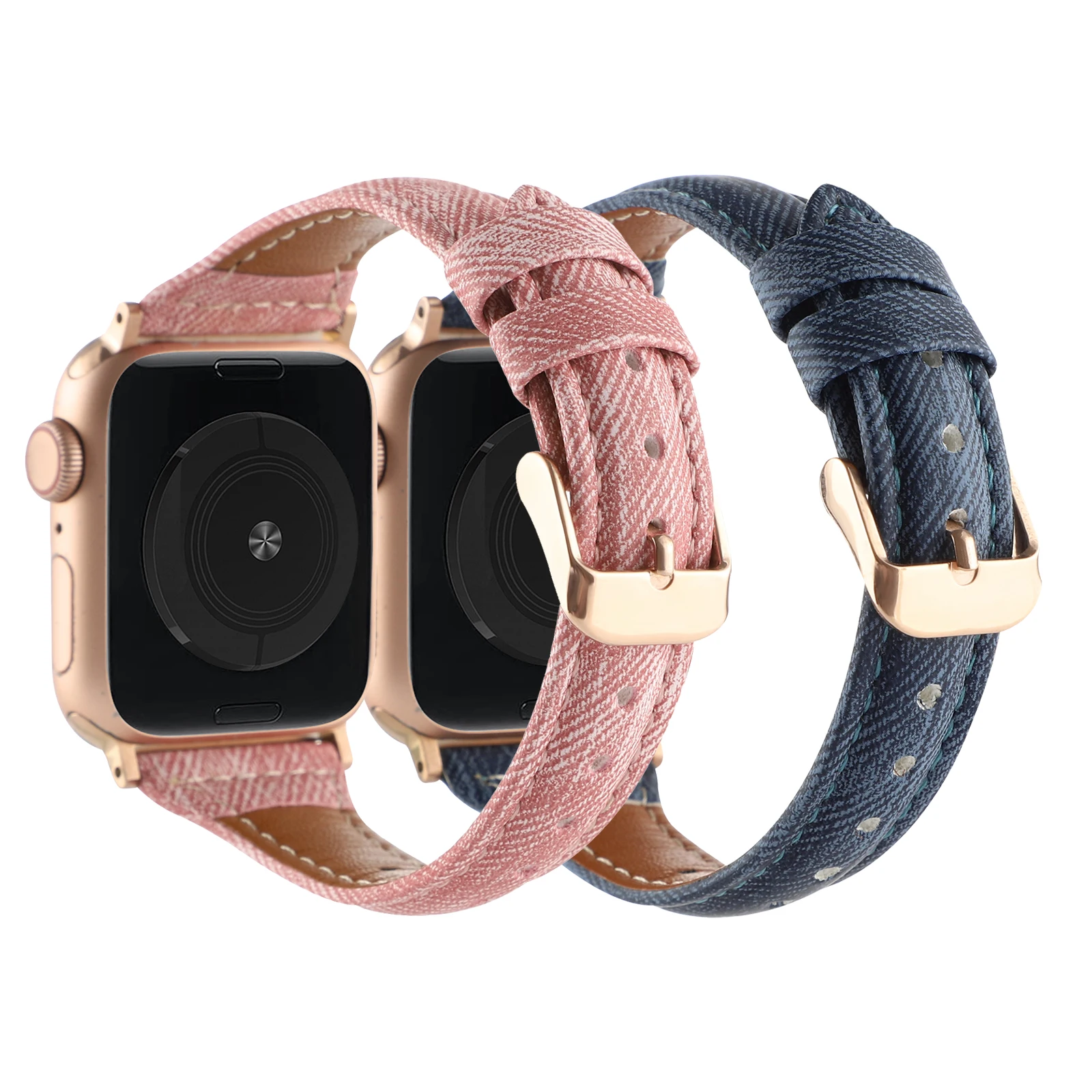 

Two-Color Denim Collection Pink Blue For Casual Style Must-Haves For Apple Watch S10 46mm 45 44 42 41 40 38mm For Iwatch