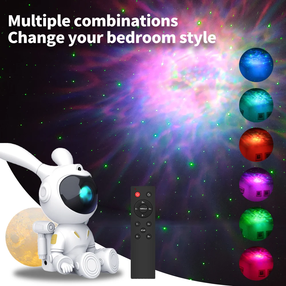 

1pc Intelligent Cosmic Rabbit Galaxy Projector, Astronaut Starry Night Light Rotating Nebula Stars, LED With Remote Control