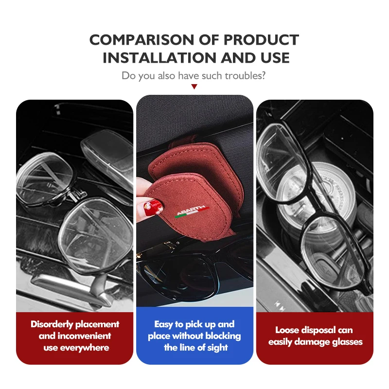 For Abarth Sun Visor Glasses Clips Interior Eyeglasses Storage Holder 500 595 695 Punto 124 Spider Panda - view 4