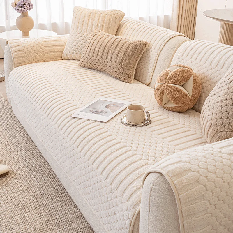 

1PC Multi-size Sofa Slipcover Non-slip Sofa Seat Cover for Living Room Winter Wave Striped Couch Pad Towel Home Decor Protege 매트