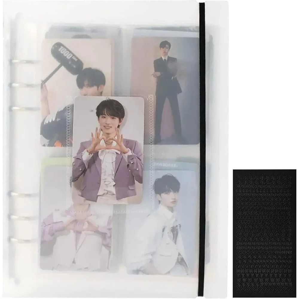 

Photocard Binder with 25 Pcs Inner 6 Ring, Clear K-Pop Korean Pop Photocard Holder Binder Book, 4 Photo Style Photo Card