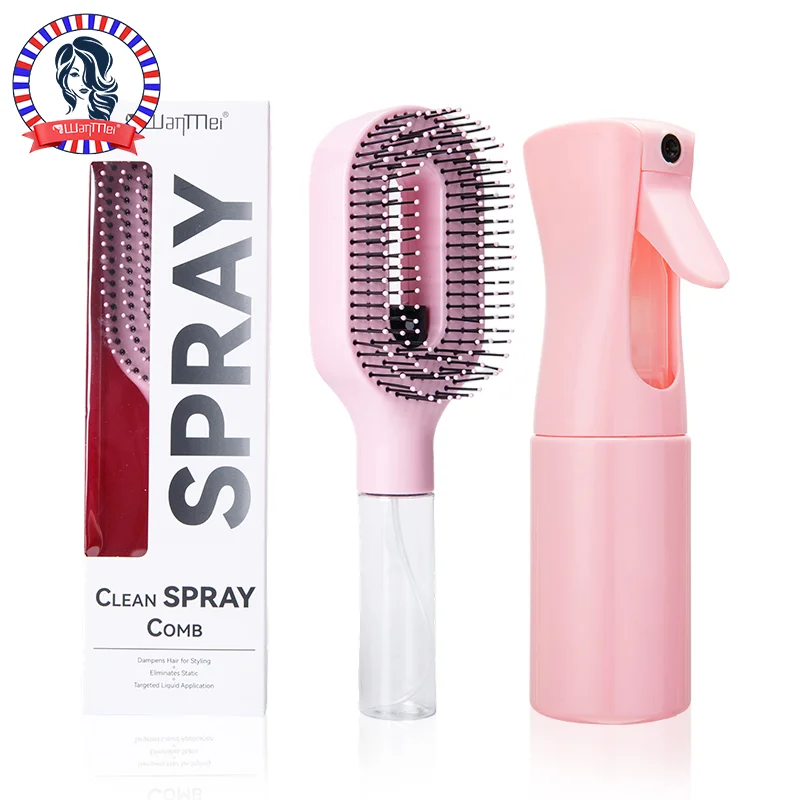

Набор расчесок-спреев 2-в-1: распутывающая антистатическая расческа для массажа кожи головы с функцией непрерывного распыления для укладки влажных и сухих волос