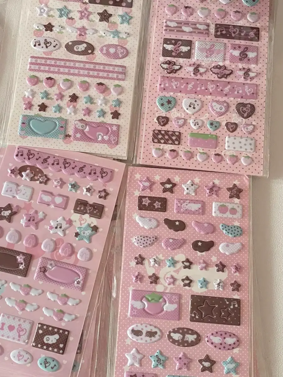 Ins estilo doce rosa série morango estrela flash filme goo cartão adesivos estilo coreano caso de telefone adesivos decorativos