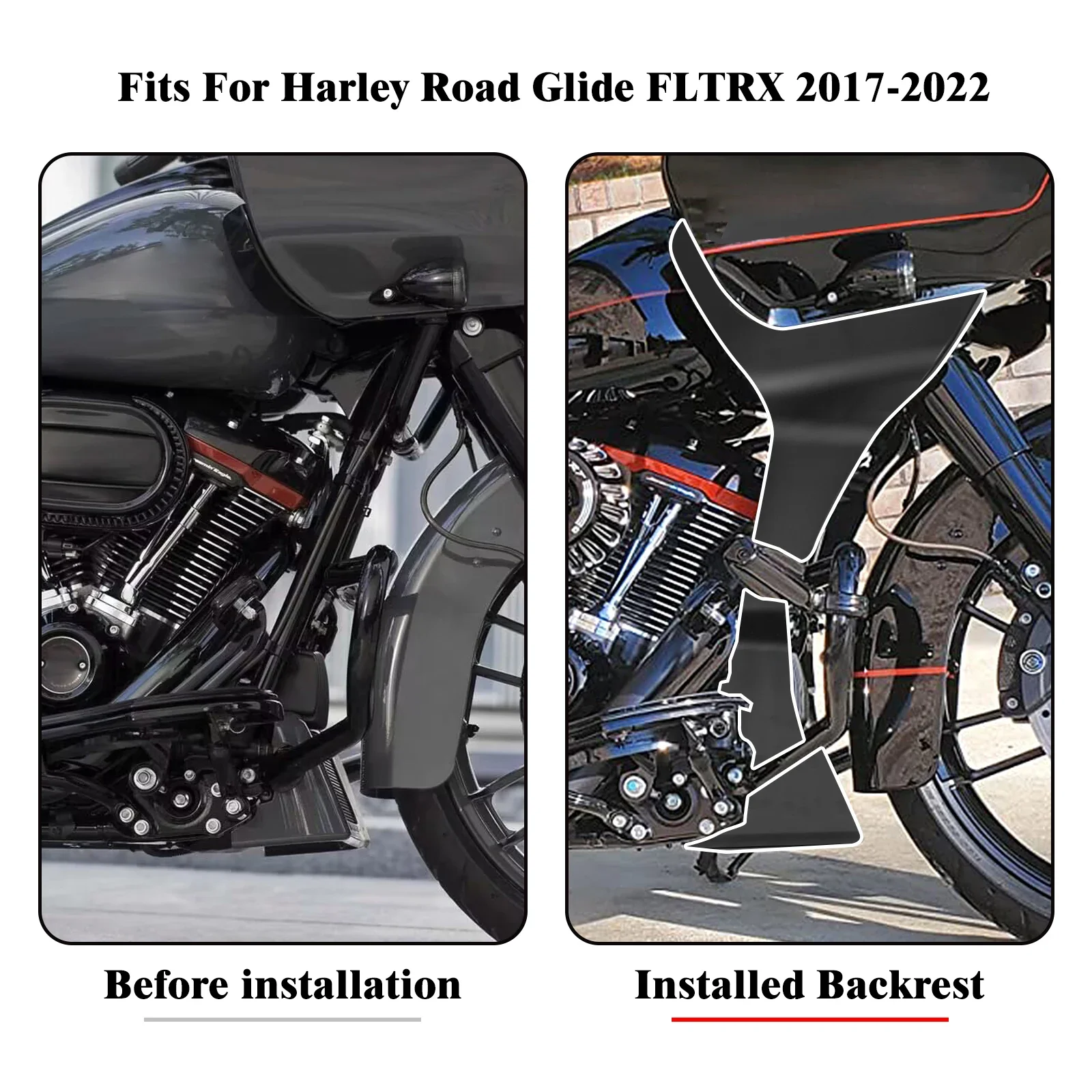 할리 투어링 글라이드 스페셜 리미티드 울트라 FLTRU FLTRK FLTRX FLTRXS 2017-2023 용 오토바이 블랙 페어링 스포일러 커버 썸네일 2