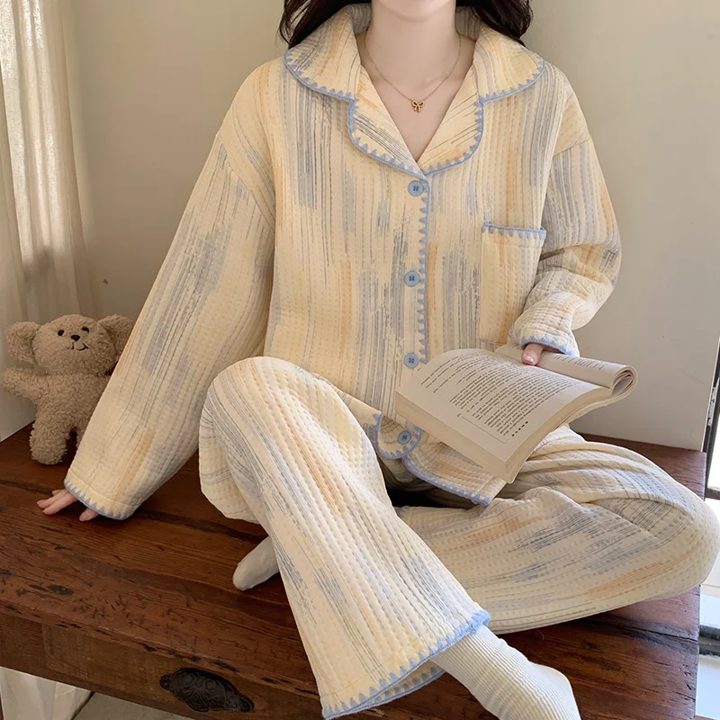 

Pajama Sets Embroidered Women Bamboo Brown Holiday Print Wrinkle Free Zipper Front Crew Neck Long Sleeve Shorts Fall Girls Unise