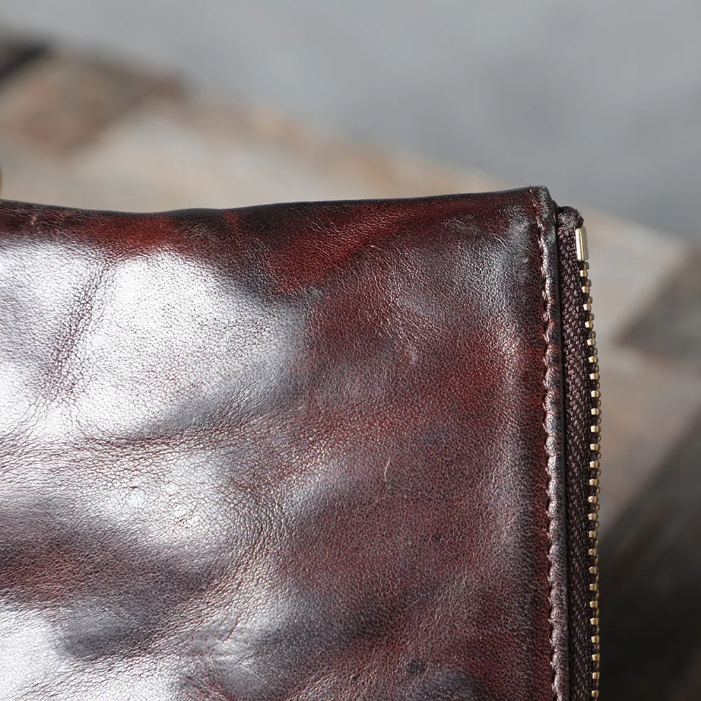 S.WORKER Vollnarbenleder Vintage-Kartenhalter Retro Mini-Münzbörse Tragbare Tasche Kurze Geldbörse – Detail 10