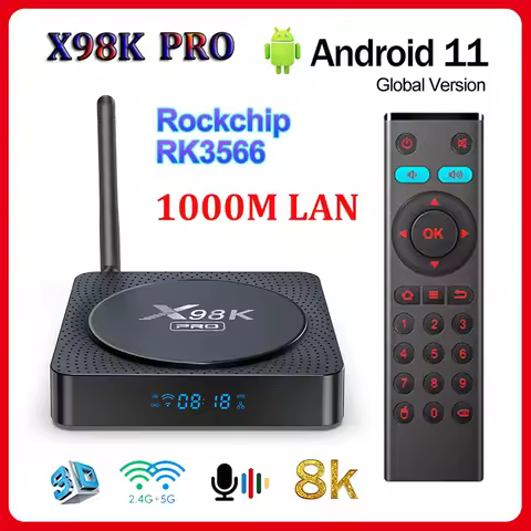 X98K Pro TV Box Android 11.0 Rockchip RK3566 4GB 32GB BT Decoding External Antenna Dual Wifi 1000M LAN 4K 8K Media Player