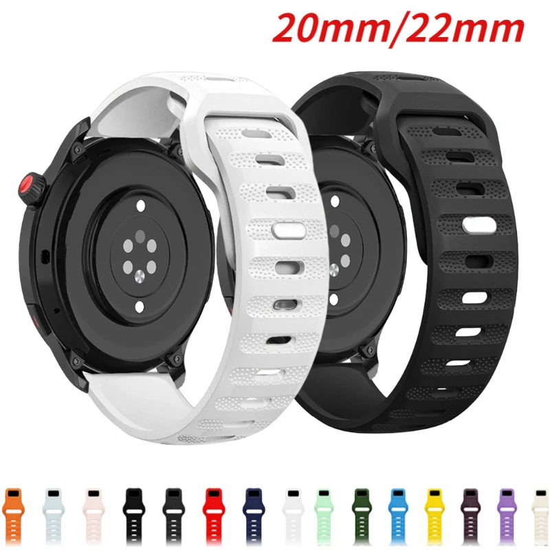 

20mm 22mm Silicone Band for Samsung Galaxy Watch 6 5 4 40mm 44mm Huawei Watch 4 3/GT3 Pro Breathable Bracelet Amazfit GTR/GTS