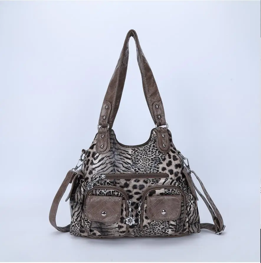 

Women Handhag Fashion Small Shoulder bags Vintage Multiple pockets Shoulder Bags Female Top-handle Soft Tote Bag Large Purse